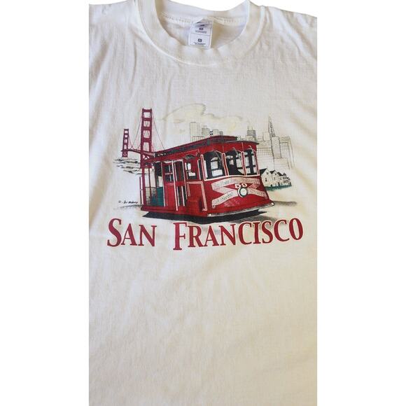 VTG 90s San Francisco Golden Gate Bridge Trolley Car Destination Tee Shirt XL - Picture 2 of 10